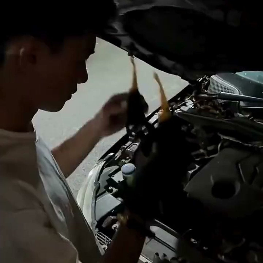 Workshop lighting in use